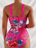 Exclusive Women's Floral Bikini One-piece Swimsuit — Black — Size L — Alternate View 11