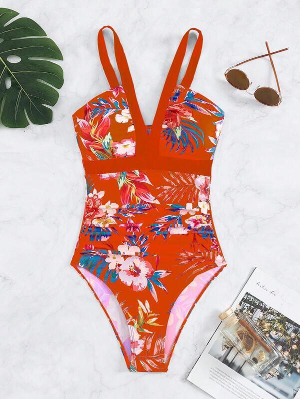 Exclusive Women's Floral Bikini One-piece Swimsuit — Black — Size L — Alternate View 8