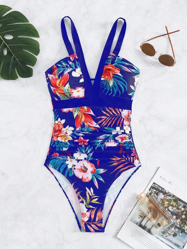 Exclusive Women's Floral Bikini One-piece Swimsuit — Black — Size L — Alternate View 7