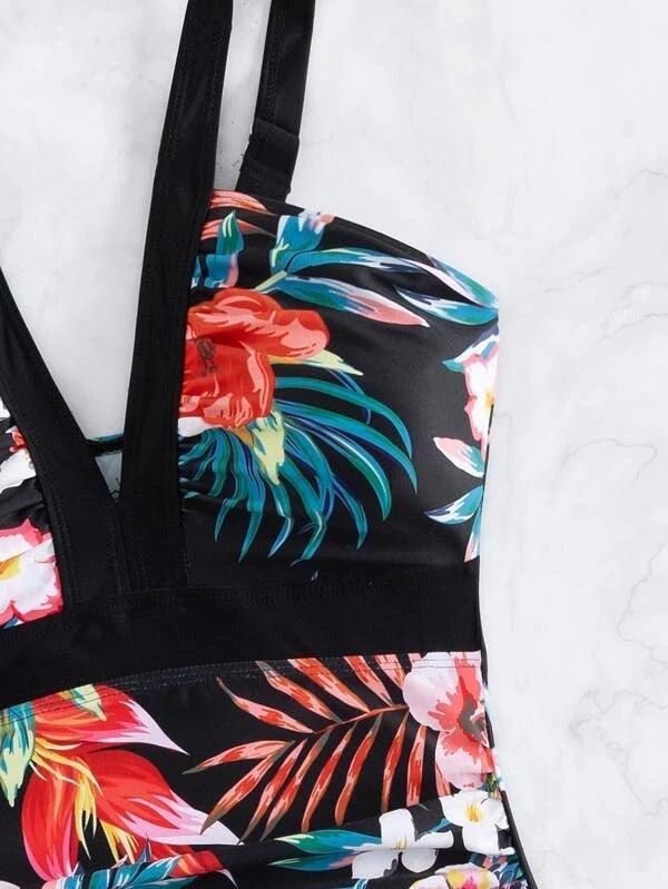 Exclusive Women's Floral Bikini One-piece Swimsuit — Black — Size L — Alternate View 15