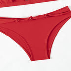 Exclusive Women's Lace-up Halterneck Split Beach Bikini — Red — Size L — Alternate View 7