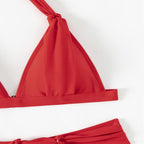 Exclusive Women's Lace-up Halterneck Split Beach Bikini — Red — Size L — Alternate View 8