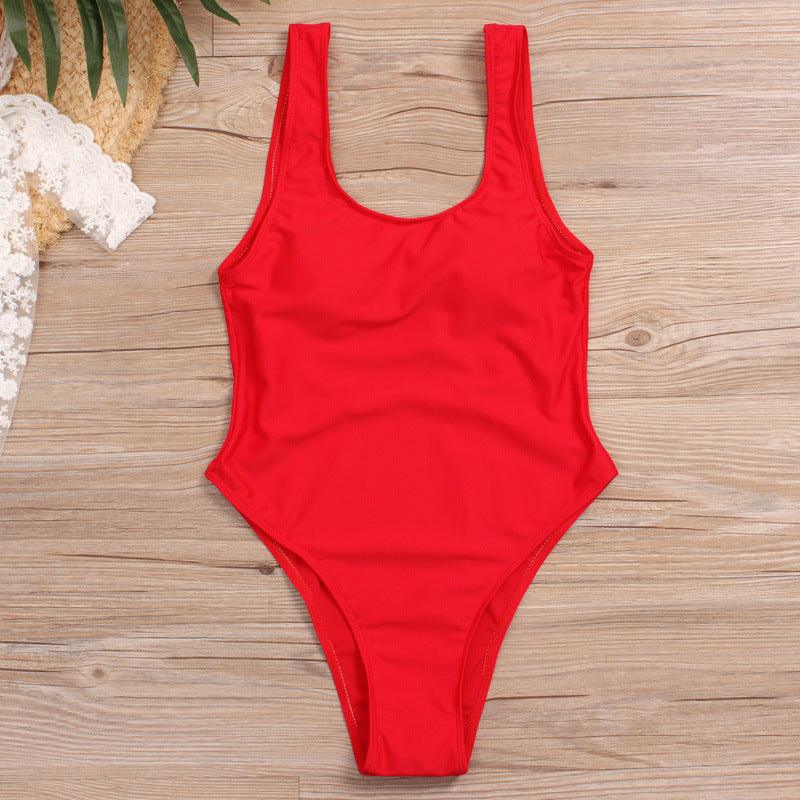 Exclusive Solid Color One-Piece Swimsuit | Timeless Elegance — Black — Size L — Lifestyle View