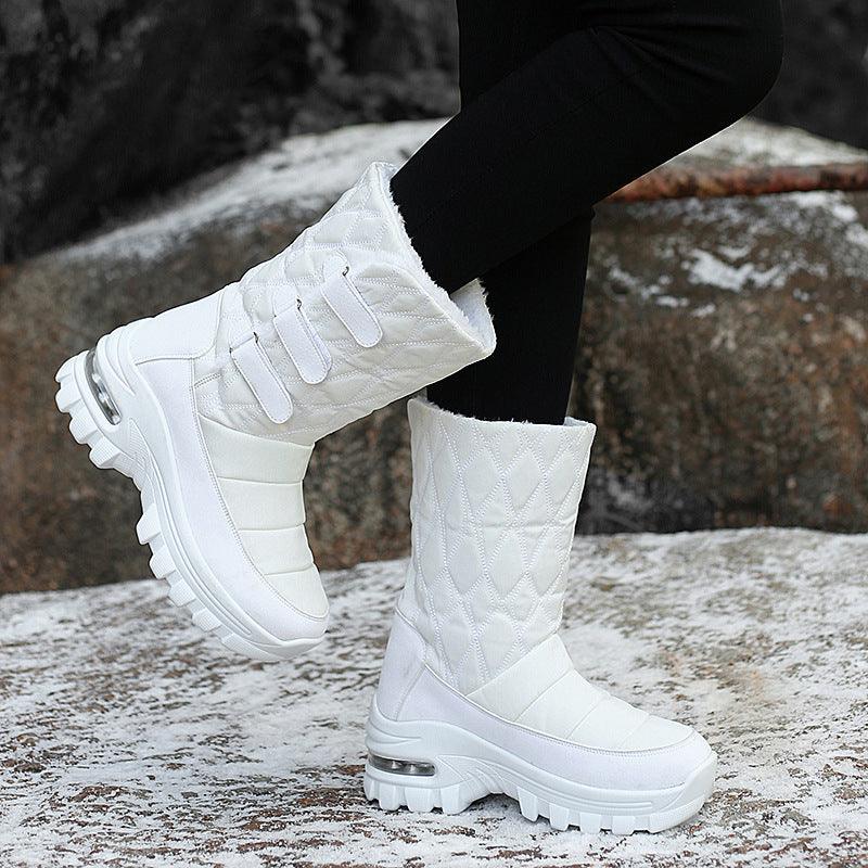 Exclusive Women's Velvet High-Top Snow Boots — Black — Size 35 — Side View
