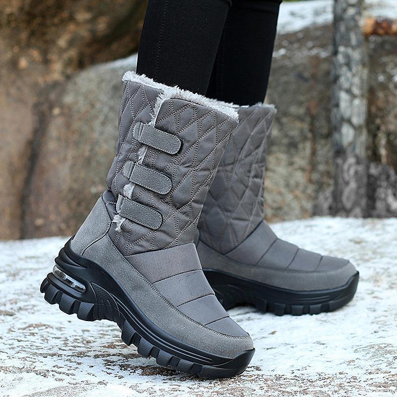 Exclusive Women's Velvet High-Top Snow Boots — Black — Size 35 — Back View