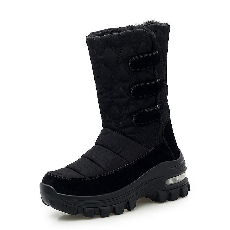 Exclusive Women's Velvet High-Top Snow Boots — Black — Size 35 — Top View