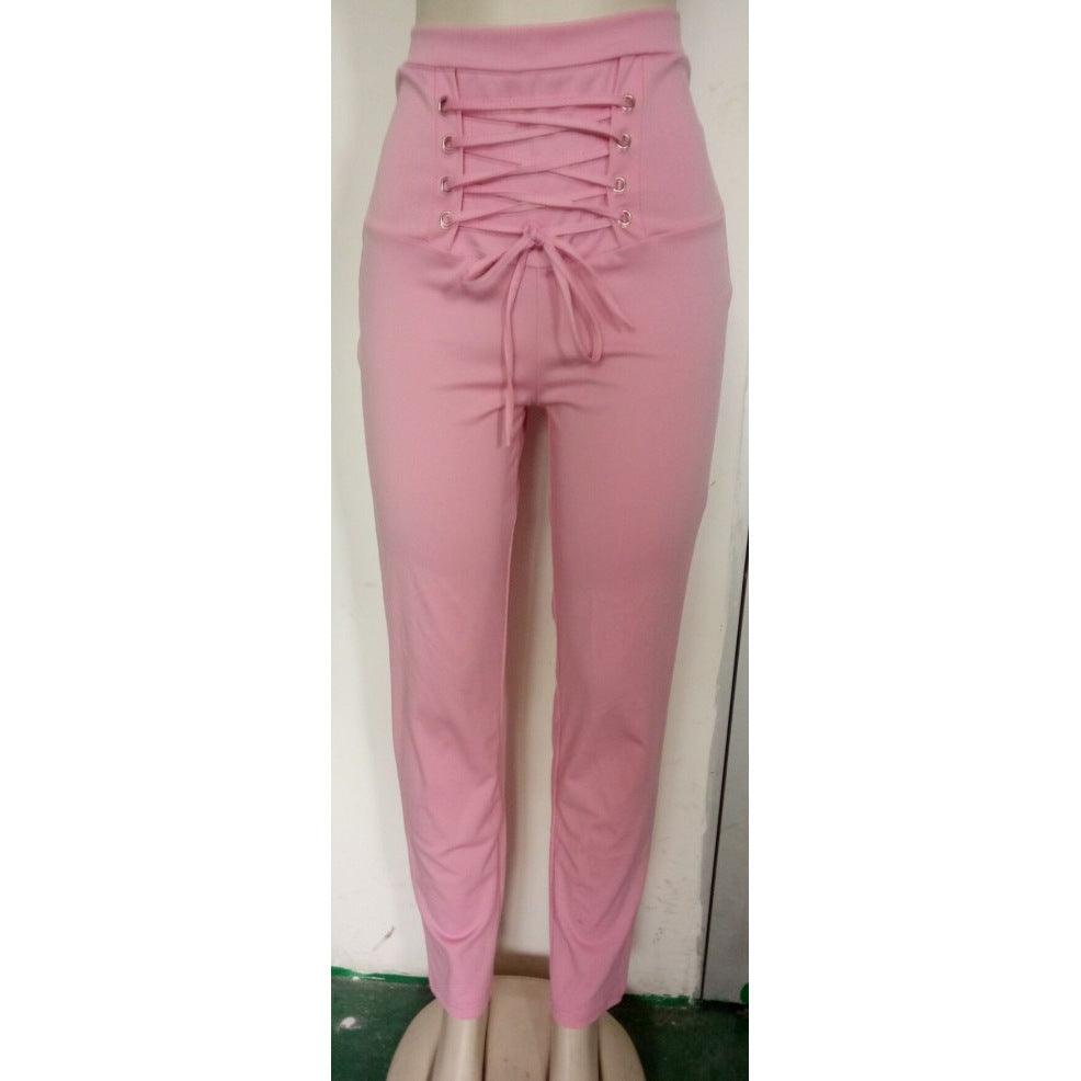 Exclusive Women's Plus Size Pure Color Cotton Trousers — Black — Size 2XL — Lifestyle View