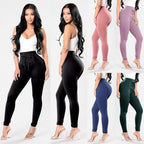 Exclusive Women's Plus Size Pure Color Cotton Trousers — Black — Size 2XL — Alternate View 11