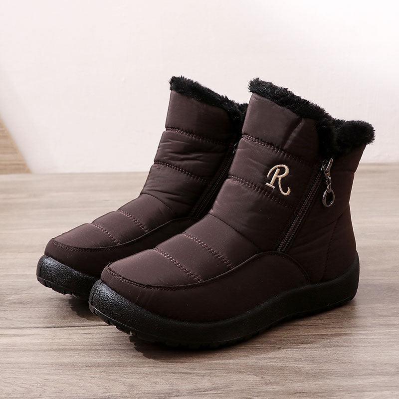 Exclusive Women's Winter Shoes Thickened Waterproof — Black — Size 35 — Side View