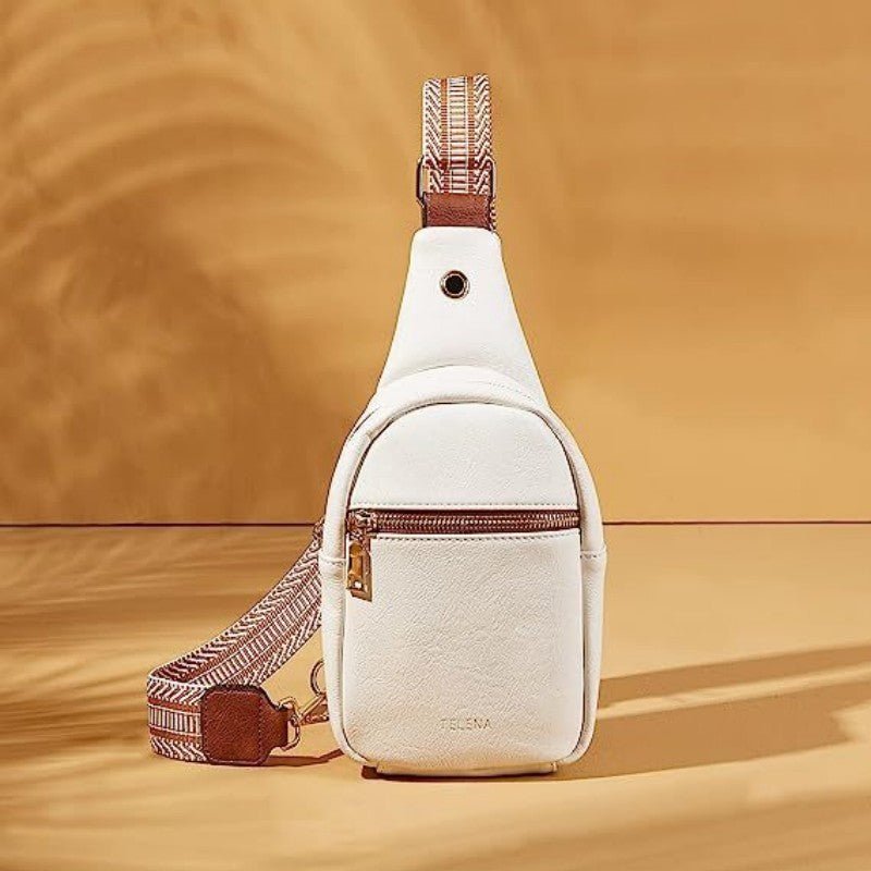 Exclusive Women's Small Shoulder Bag Leather Crossbody Bag — Amber — Size 20to35L — Front View
