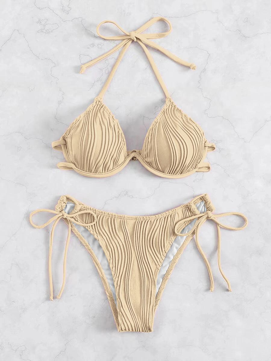 Exclusive Women's Split Sexy Bikini Swimsuit With Steel Bracket — Apricot — Size L — Alternate View 8