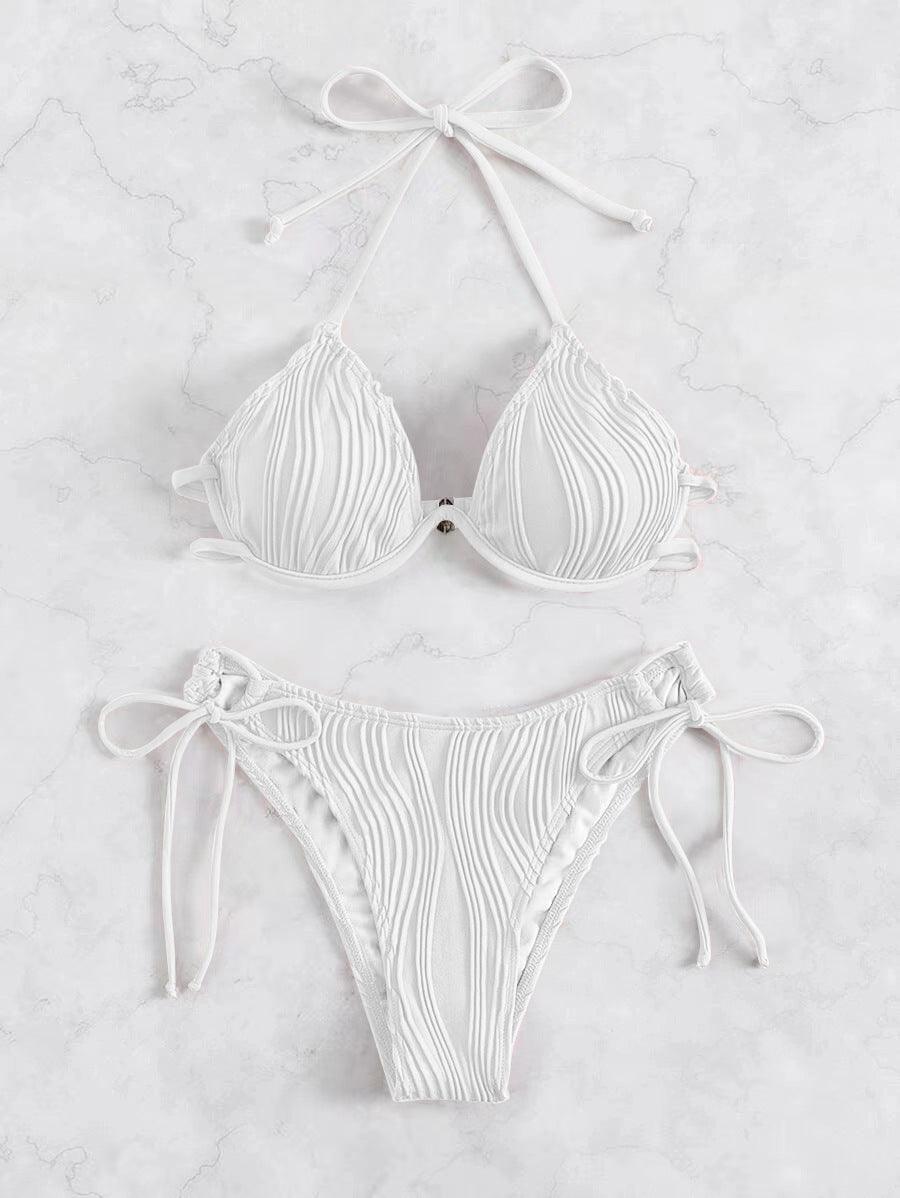 Exclusive Women's Split Sexy Bikini Swimsuit With Steel Bracket — Apricot — Size L — Alternate View 7