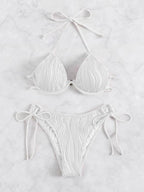 Exclusive Women's Split Sexy Bikini Swimsuit With Steel Bracket — Apricot — Size L — Alternate View 7