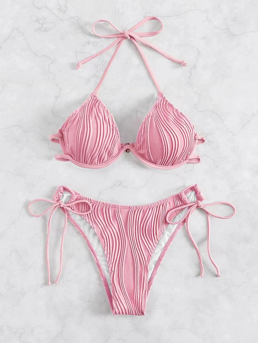 Exclusive Women's Split Sexy Bikini Swimsuit With Steel Bracket — Apricot — Size L — Alternate View 10