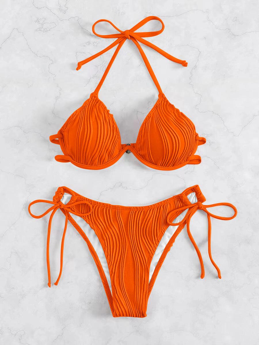 Exclusive Women's Split Sexy Bikini Swimsuit With Steel Bracket — Apricot — Size L — Alternate View 12