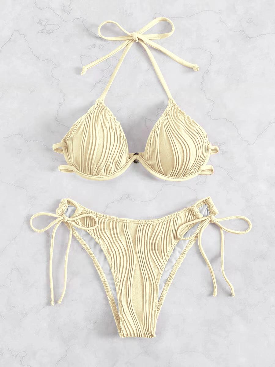 Exclusive Women's Split Sexy Bikini Swimsuit With Steel Bracket — Apricot — Size L — Alternate View 11