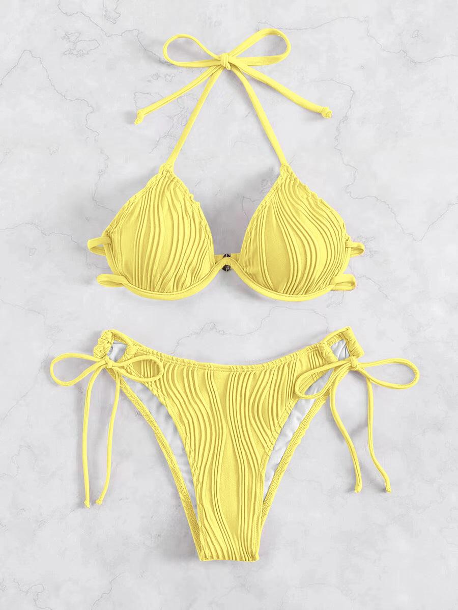 Exclusive Women's Split Sexy Bikini Swimsuit With Steel Bracket — Apricot — Size L — Alternate View 9