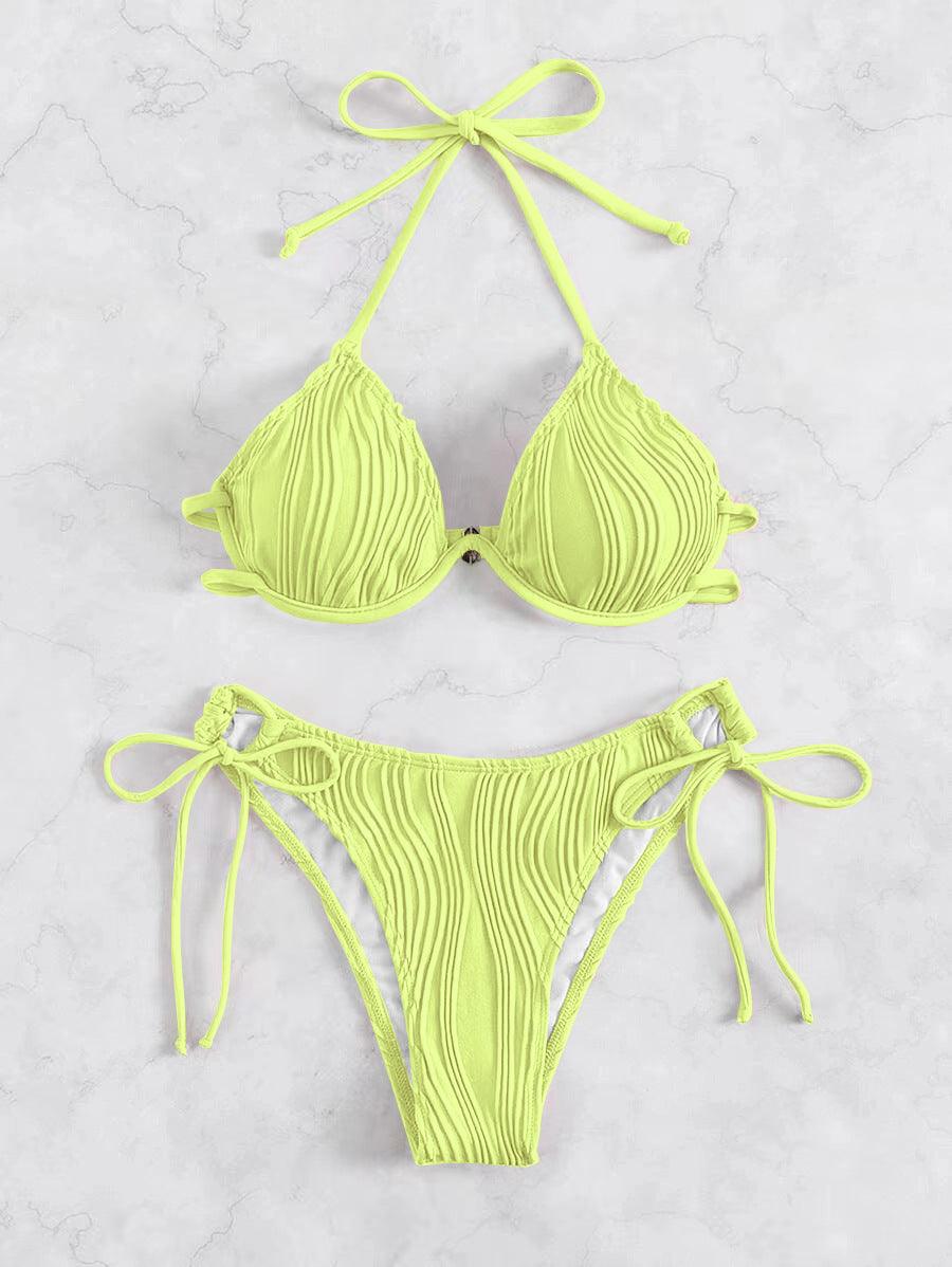 Exclusive Women's Split Sexy Bikini Swimsuit With Steel Bracket — Apricot — Size L — Alternate View 14