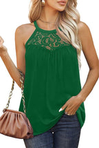 Exclusive Women's Loose Fit Tank Tops | Cotton Summer Sleeveless — Black flowers — Size 2XL — Side View