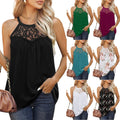 Exclusive Women's Loose Fit Tank Tops | Cotton Summer Sleeveless — Black flowers — Size 2XL — Front View