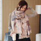 Exclusive Women's Thick Warm Printing Cashmere Scarf — FYR15 Beige Orange — Size 65x185cm — Alternate View 16
