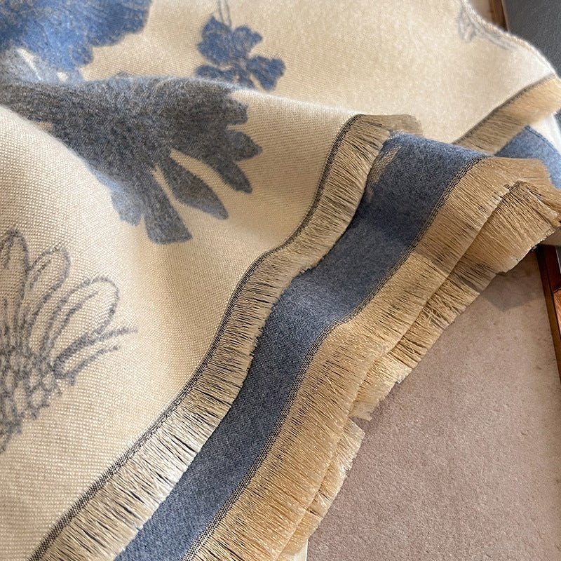 Exclusive Women's Thick Warm Printing Cashmere Scarf — FYR15 Beige Orange — Size 65x185cm — Alternate View 14