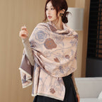 Exclusive Women's Thick Warm Printing Cashmere Scarf — FYR15 Beige Orange — Size 65x185cm — Alternate View 12
