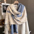 Exclusive Women's Thick Warm Printing Cashmere Scarf — FYR15 Beige Orange — Size 65x185cm — Alternate View 7