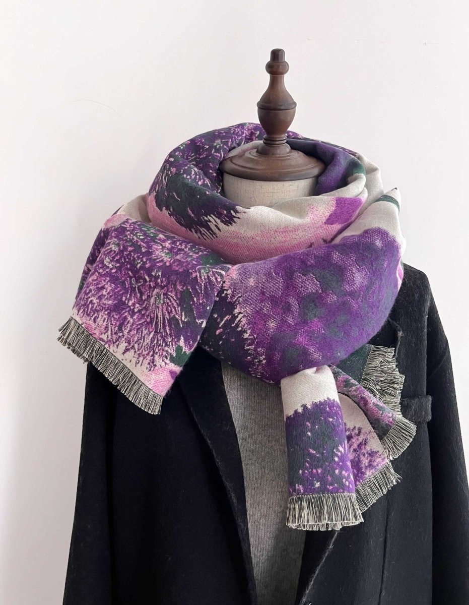 Exclusive Women's Thick Windproof Shawl — FYR143 Purple — Size 60x180cm — Lifestyle View