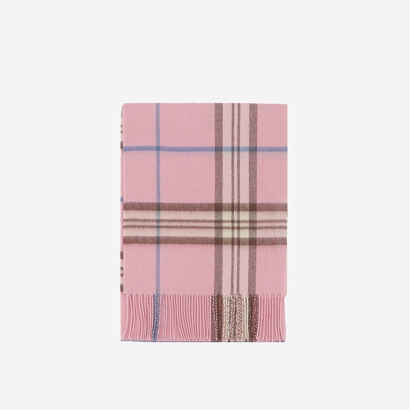 Exclusive Wool Scarf Winter Popular Women's Men's Thickening Minimalist Plaid — Camel Gray Grid — Size 180x30CM — Alternate View 19