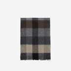 Exclusive Wool Scarf Winter Popular Women's Men's Thickening Minimalist Plaid — Camel Gray Grid — Size 180x30CM — Back View
