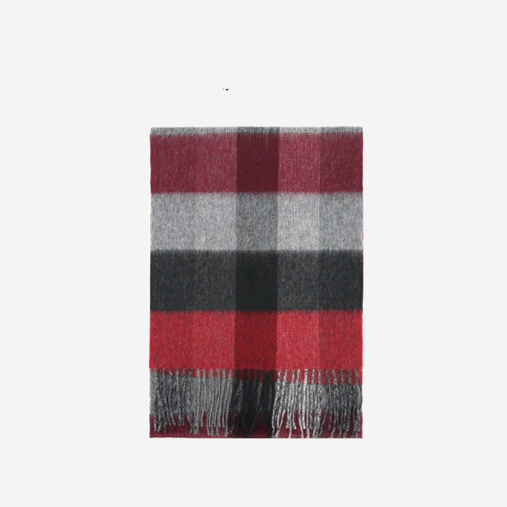 Exclusive Wool Scarf Winter Popular Women's Men's Thickening Minimalist Plaid — Camel Gray Grid — Size 180x30CM — Alternate View 14