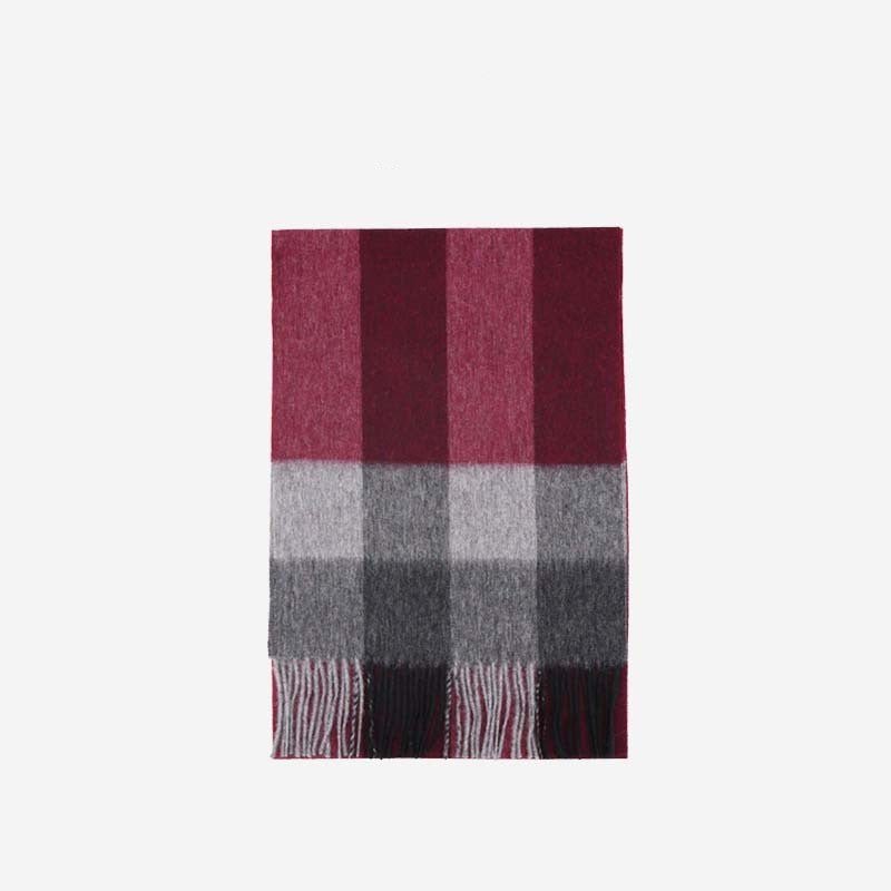 Exclusive Wool Scarf Winter Popular Women's Men's Thickening Minimalist Plaid — Camel Gray Grid — Size 180x30CM — Alternate View 12