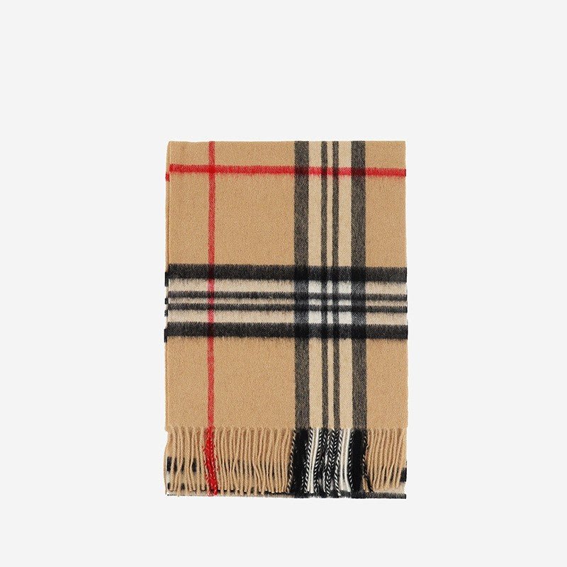 Exclusive Wool Scarf Winter Popular Women's Men's Thickening Minimalist Plaid — Camel Gray Grid — Size 180x30CM — Alternate View 16
