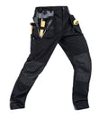 Exclusive Men's Multi-Pocket Workwear Trousers – Loose Fit Heavy-Duty Work Pants — Black — Size 103A — Front View