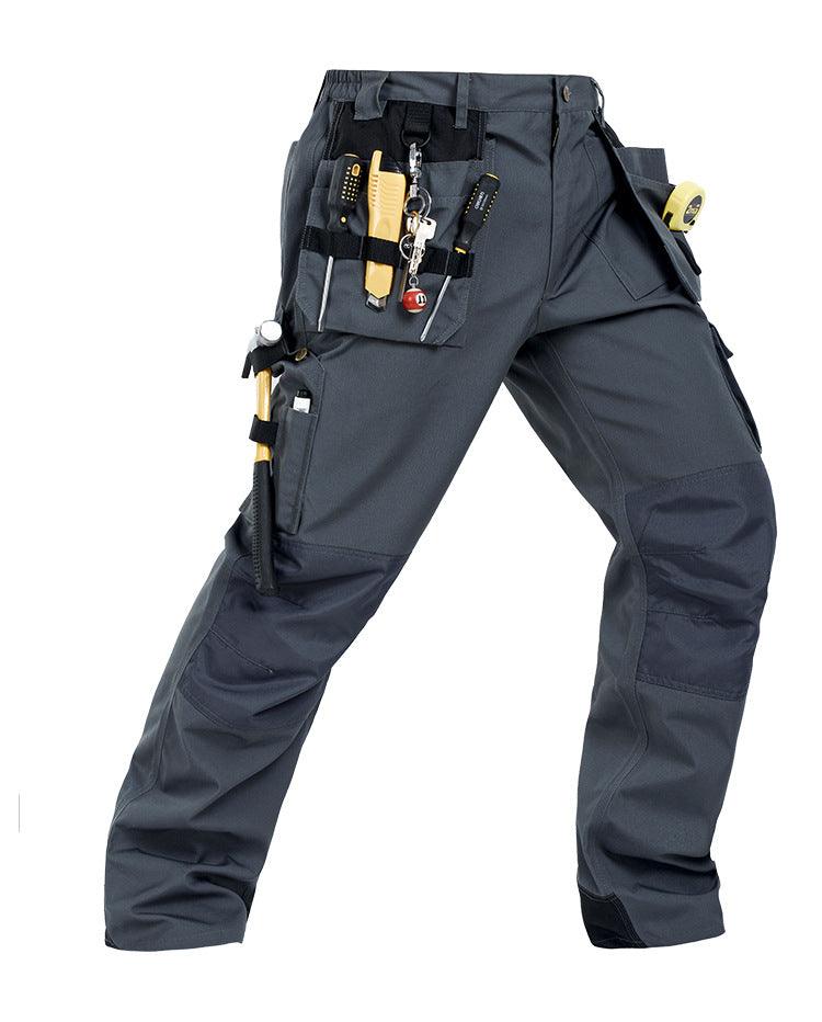 Exclusive Men's Multi-Pocket Workwear Trousers – Loose Fit Heavy-Duty Work Pants — Black — Size 103A — Lifestyle View