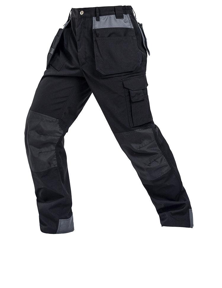 Exclusive Men's Multi-Pocket Workwear Trousers – Loose Fit Heavy-Duty Work Pants — Black — Size 103A — Top View