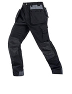 Exclusive Men's Multi-Pocket Workwear Trousers – Loose Fit Heavy-Duty Work Pants — Black — Size 103A — Top View