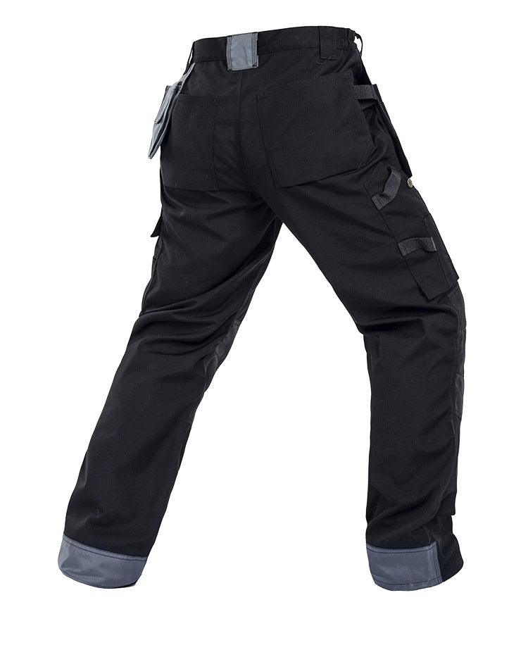 Exclusive Men's Multi-Pocket Workwear Trousers – Loose Fit Heavy-Duty Work Pants — Black — Size 103A — Side View