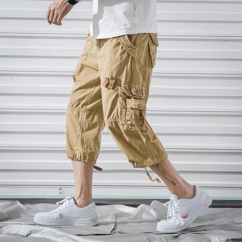 Exclusive Workwear Shorts Multi-pocket Pants — Army Green — Size 29 — Front View