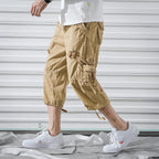 Exclusive Workwear Shorts Multi-pocket Pants — Army Green — Size 29 — Front View