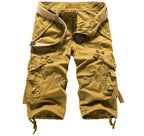 Exclusive Workwear Shorts Multi-pocket Pants — Army Green — Size 29 — Side View