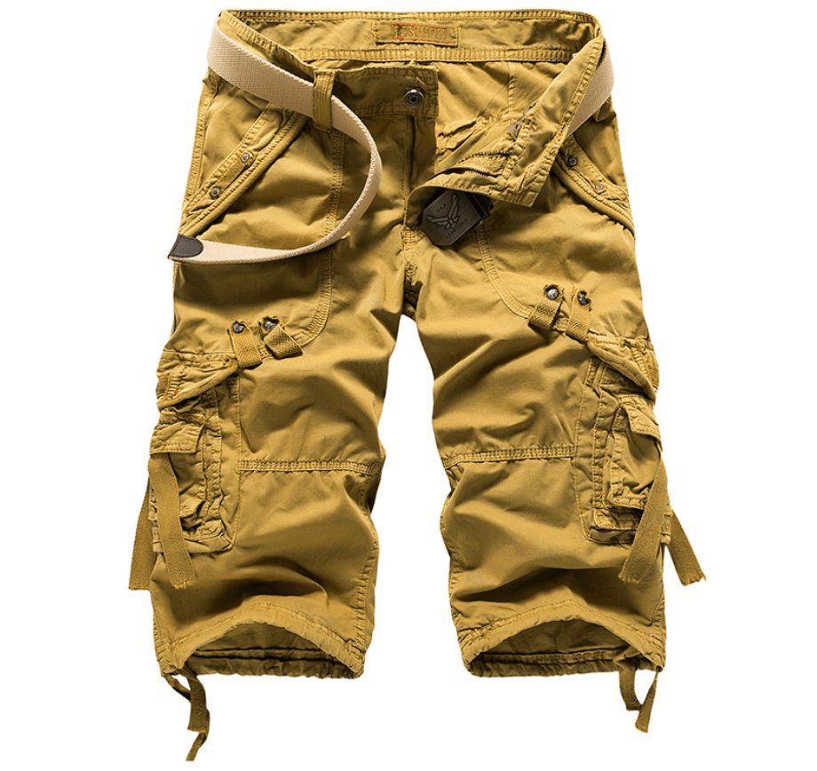 Exclusive Workwear Shorts Multi-pocket Pants — Army Green — Size 29 — Side View