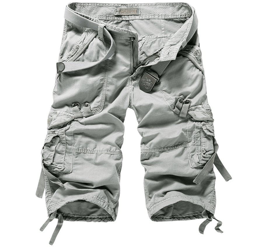 Exclusive Workwear Shorts Multi-pocket Pants — Army Green — Size 29 — Detail View