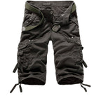 Exclusive Workwear Shorts Multi-pocket Pants — Army Green — Size 29 — Top View