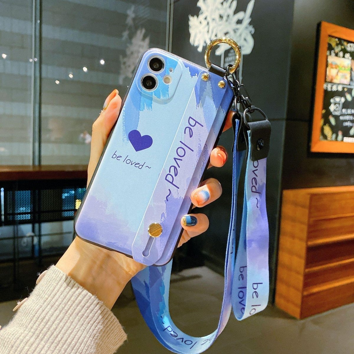 Exclusive Wristband Phone Case Watercolor Phone Case — Blue — Size IPhone X — Detail View