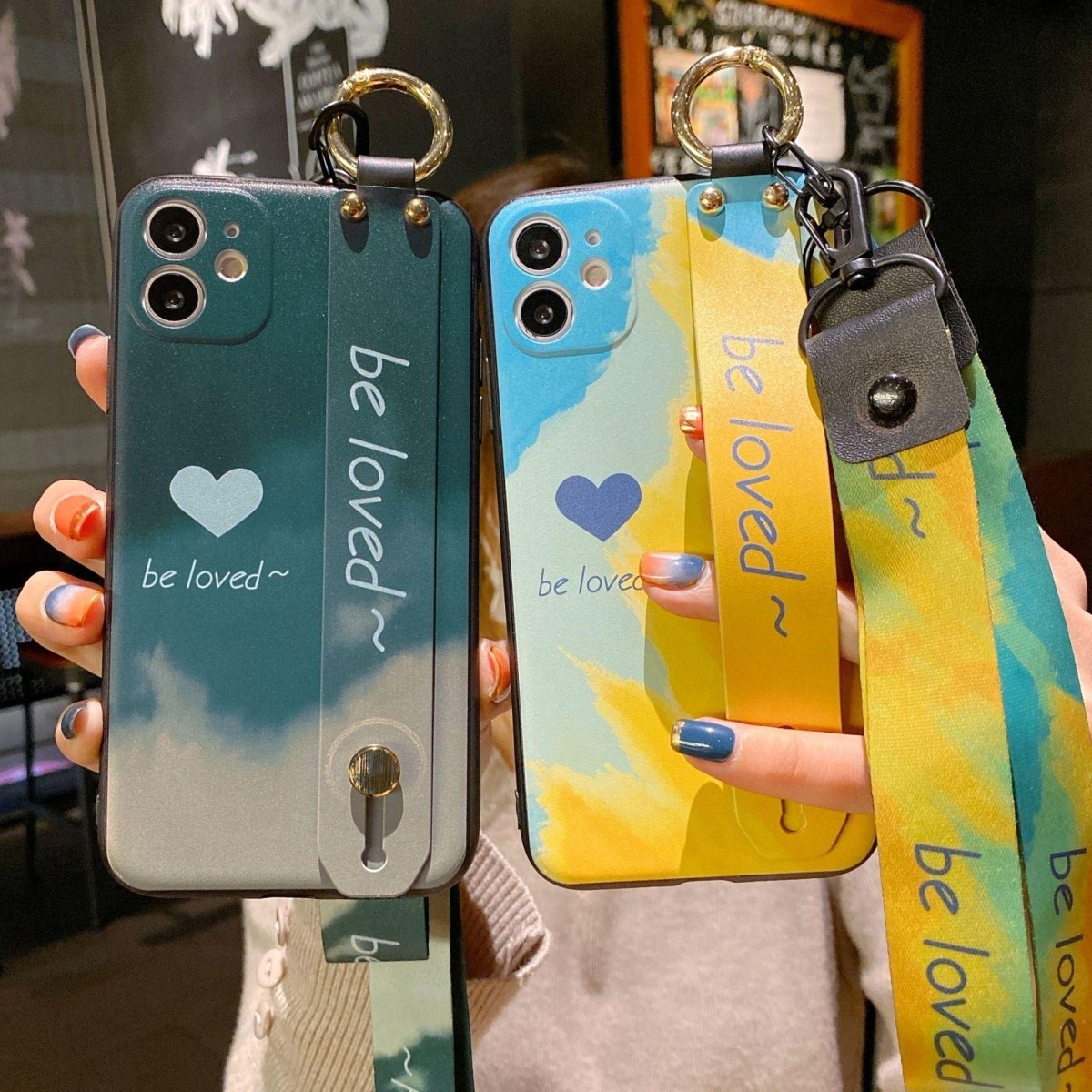 Exclusive Wristband Phone Case Watercolor Phone Case — Blue — Size IPhone X — Top View