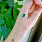 Exclusive S925 Sterling Silver Synthetic 810 Emerald Bracelet — Red Diamond 16cm — Size 925 Silver — Alternate View 11
