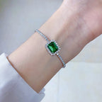 Exclusive S925 Sterling Silver Synthetic 810 Emerald Bracelet — Red Diamond 16cm — Size 925 Silver — Alternate View 8