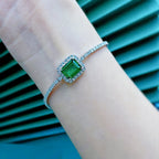 Exclusive S925 Sterling Silver Synthetic 810 Emerald Bracelet — Red Diamond 16cm — Size 925 Silver — Alternate View 9